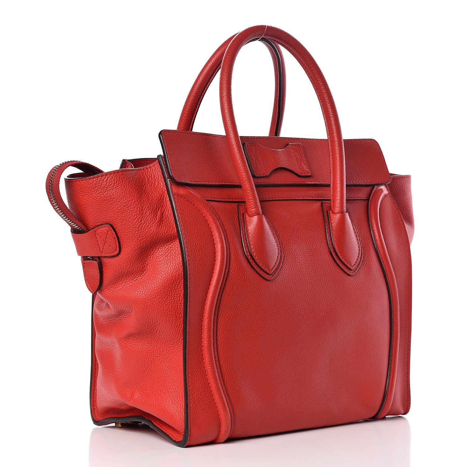 Celine Drummed Calfskin Mini Luggage Coquelicot 3 of 9