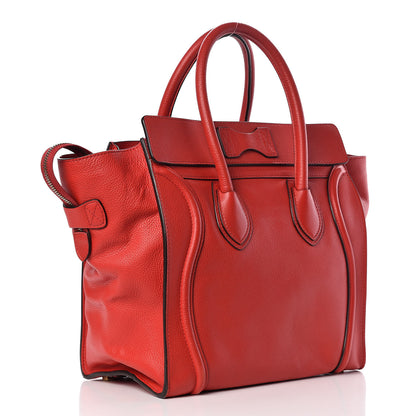 Celine Drummed Calfskin Mini Luggage Coquelicot 3 of 9