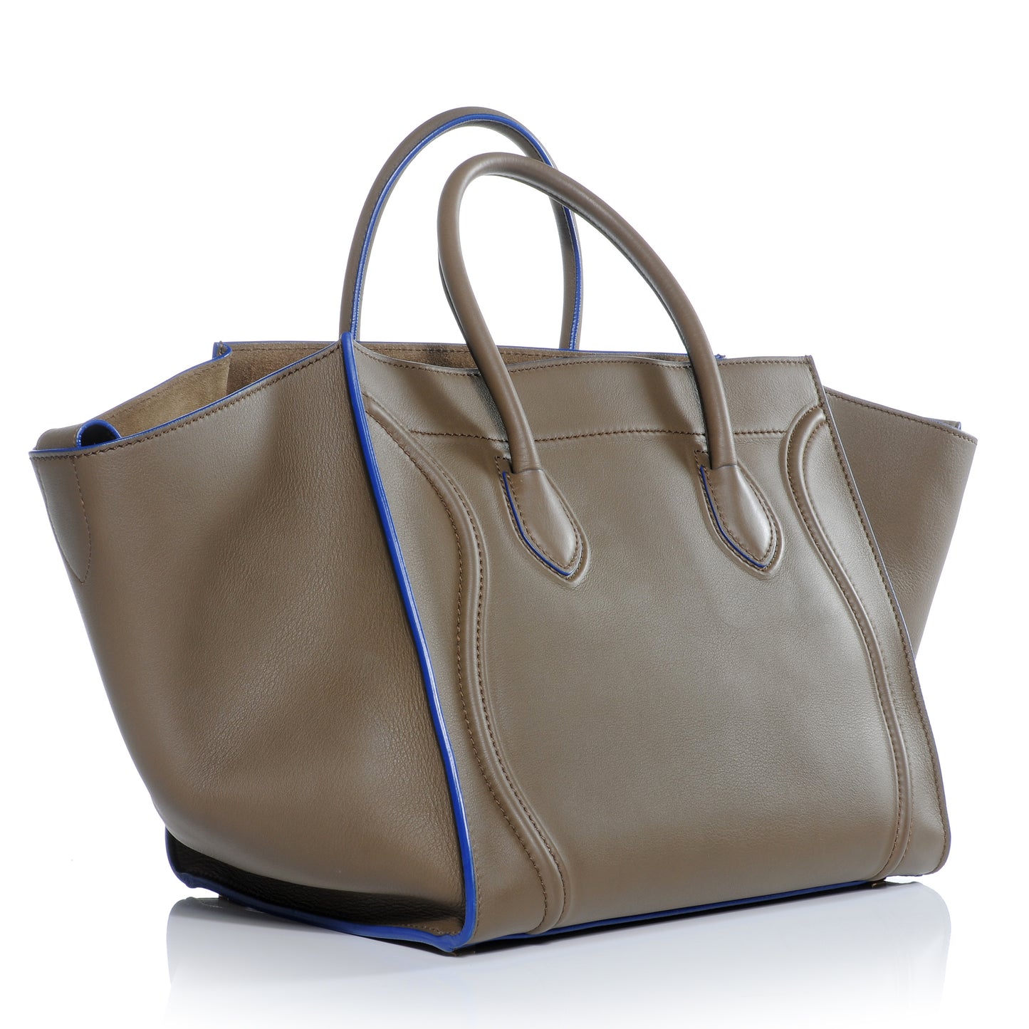 Smooth Calfskin Medium Phantom Luggage Khaki Cobalt Trim