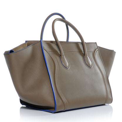 Celine Smooth Calfskin Medium Phantom Luggage Khaki Cobalt Trim 11 of 17