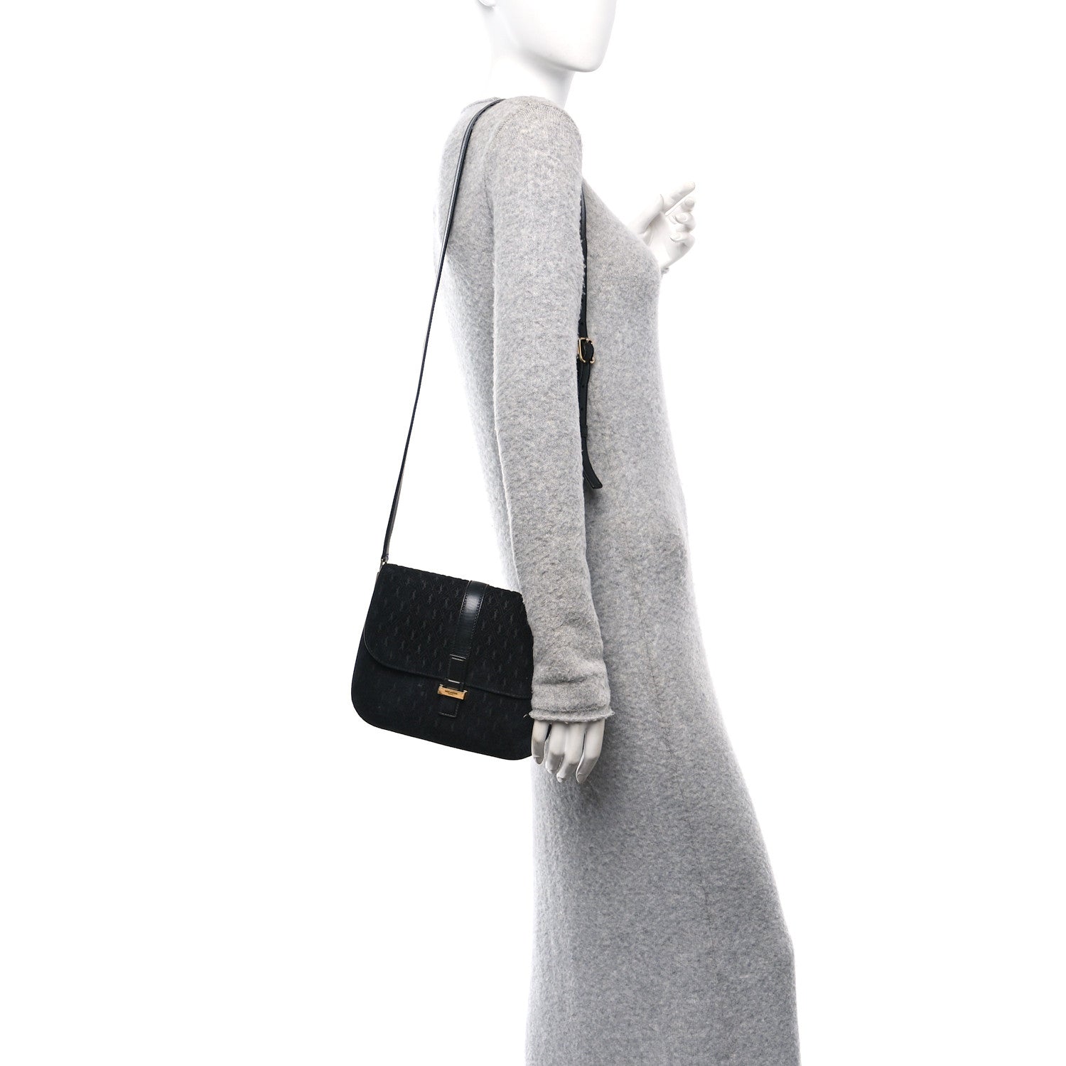 Saint Laurent Suede All-Over Monogram Small Le Monogramme Satchel Black 2 of 19