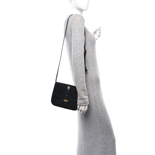 Suede All-Over Monogram Small Le Monogramme Satchel Black