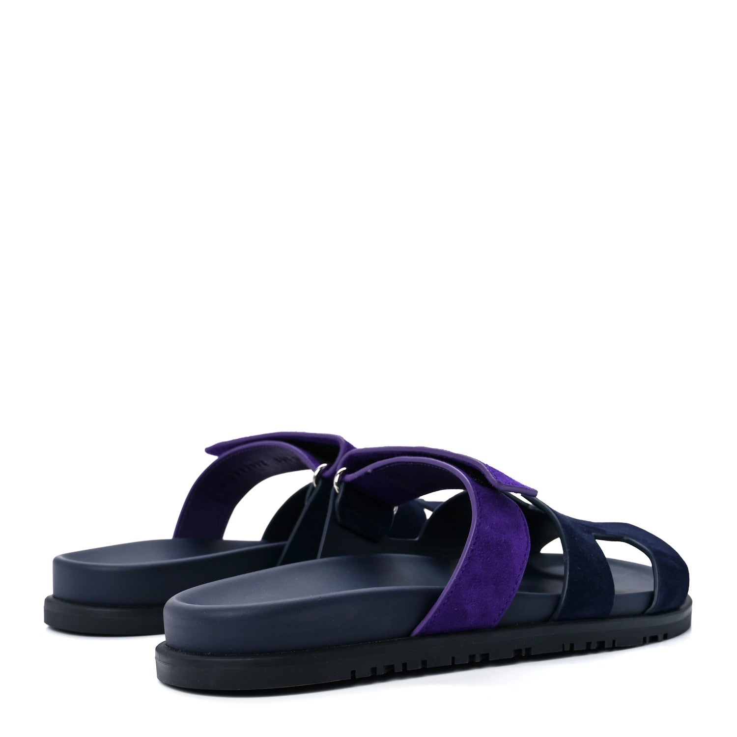 Hermes Suede Goatskin Womens Chypre Sandals 38.5 Marine Violet Majorette 4 of 10