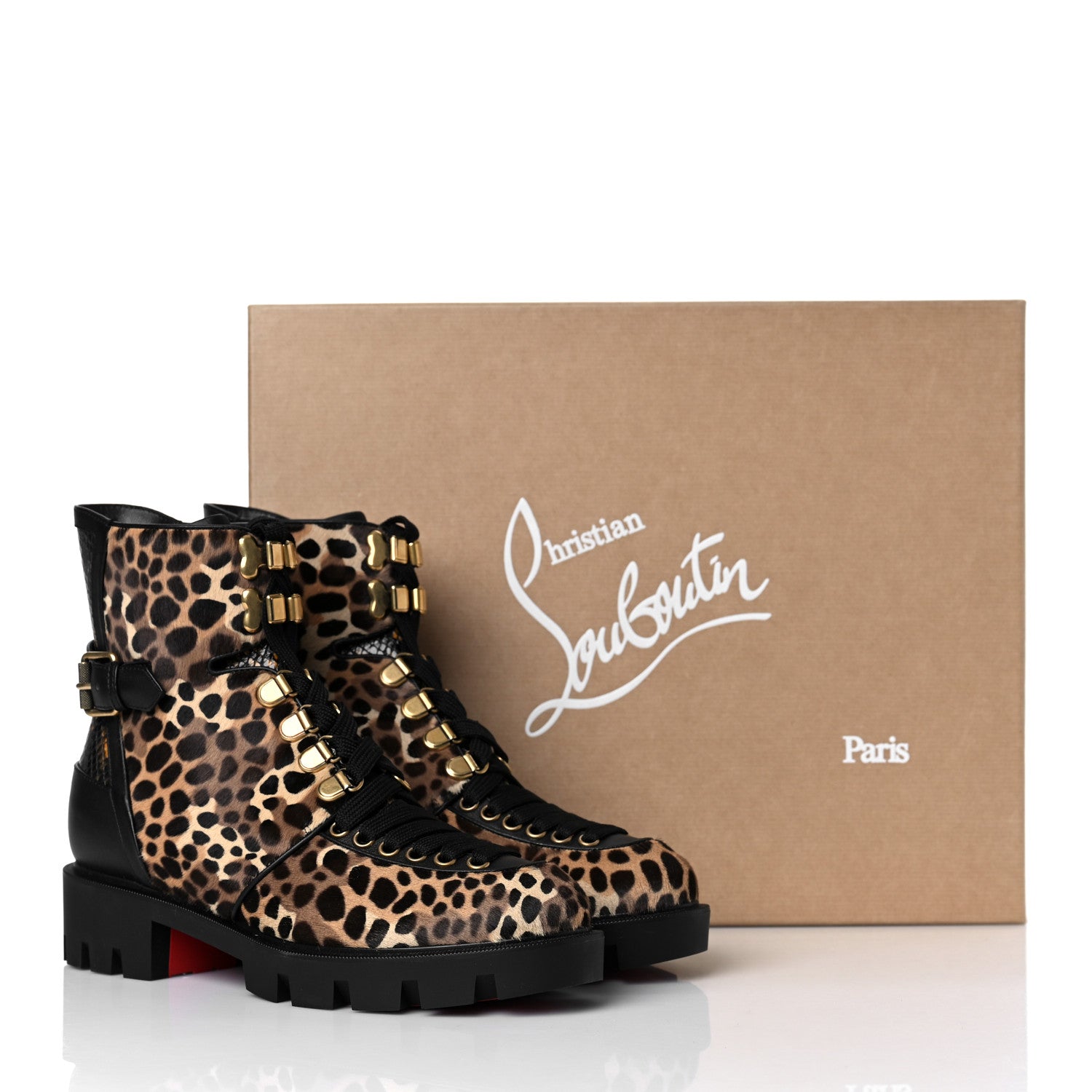 Christian Louboutin Pony Hair Calfskin Macademia Biker Boots 37.5 Black 8 of 8
