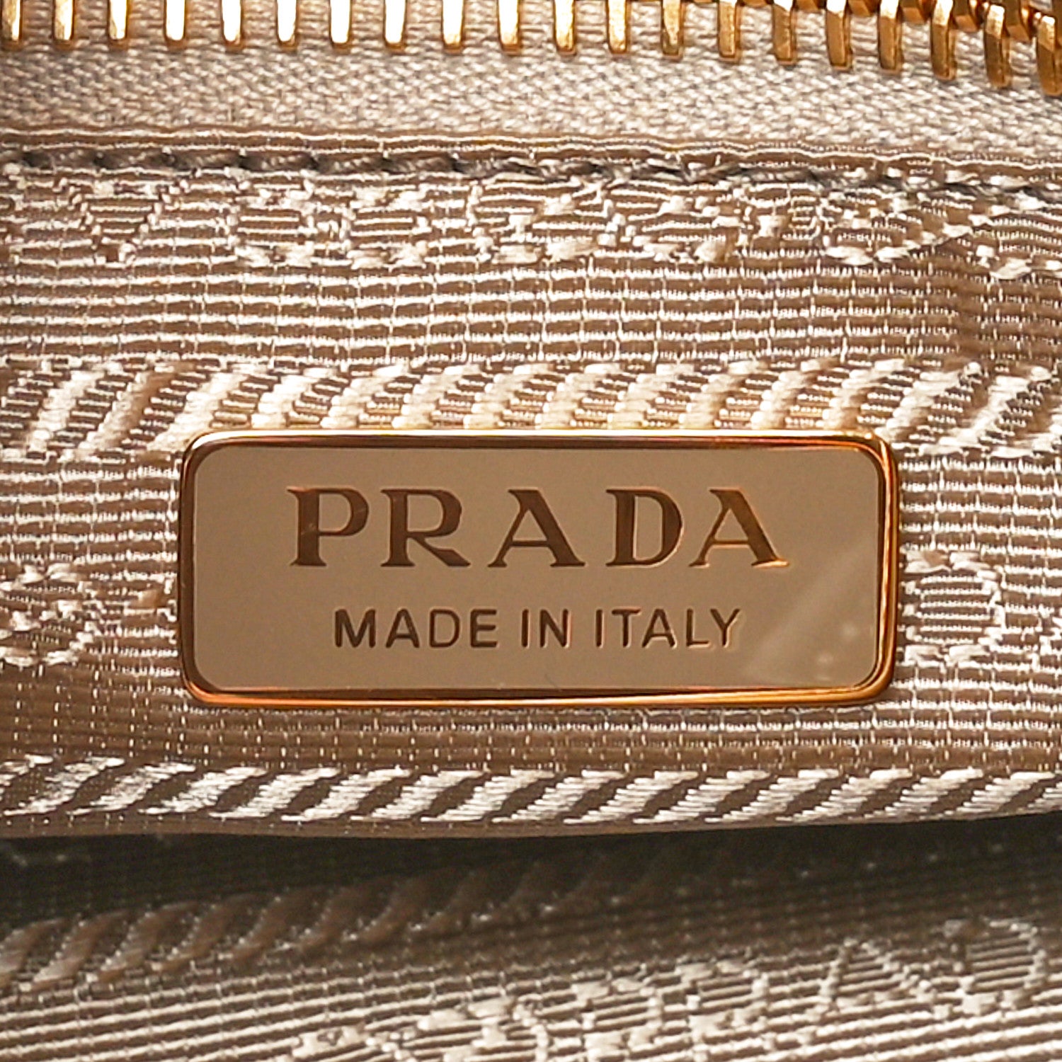 Prada Glossy Calfskin Triangle Small Bonnie Shoulder Bag Travertine 6 of 9