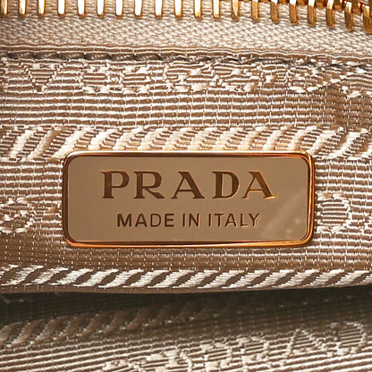 Prada Glossy Calfskin Triangle Small Bonnie Shoulder Bag Travertine 6 of 9