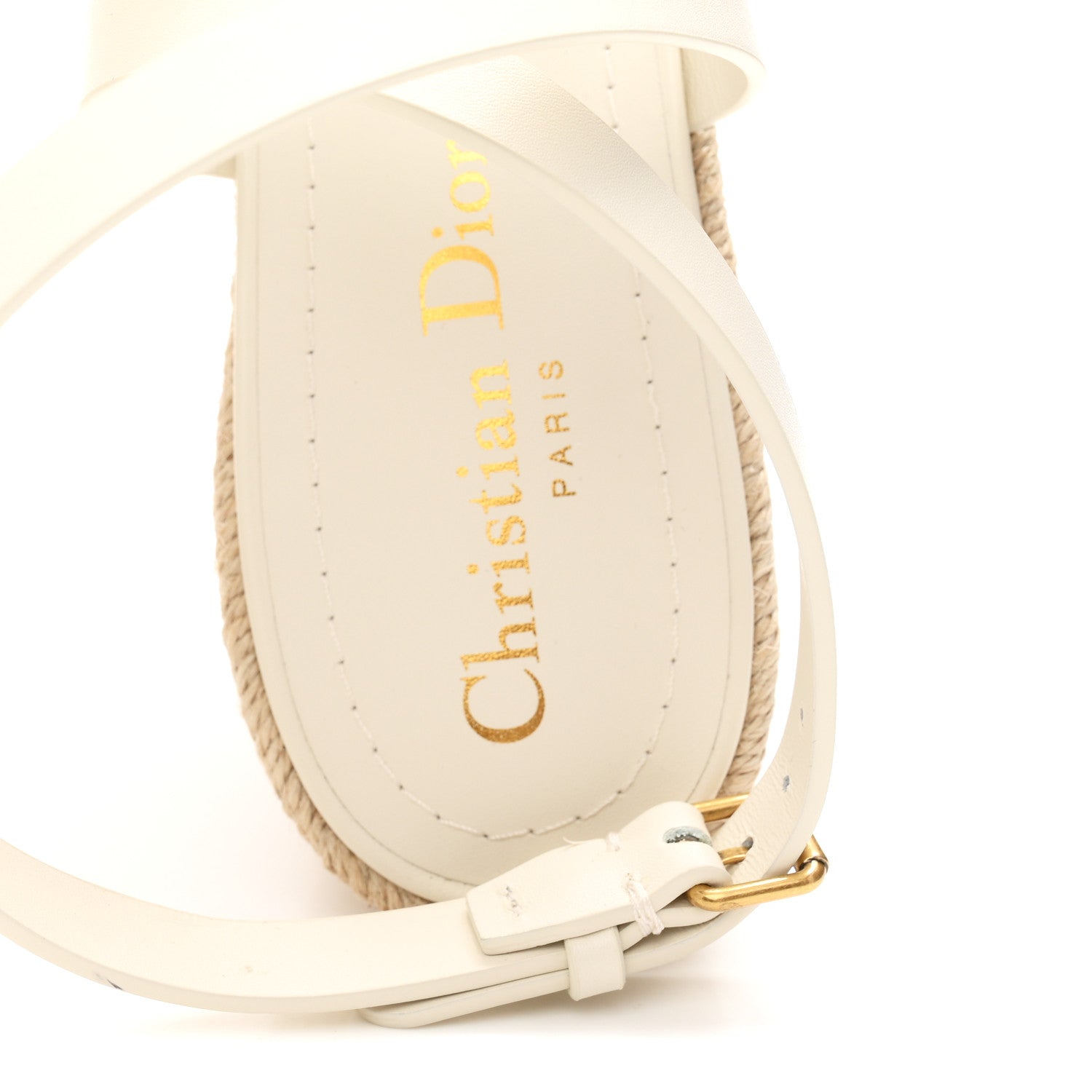 Christian Dior Calfskin D-Club Wedges Sandals 37.5 Off White 8 of 10