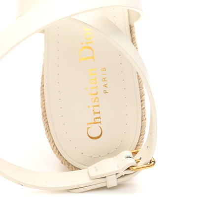 Christian Dior Calfskin D-Club Wedges Sandals 37.5 Off White 8 of 10