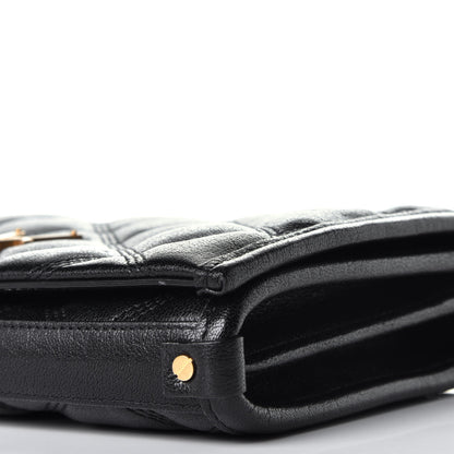 Saint Laurent Lambskin Diamond Quilted Becky Chain Wallet Black 8 of 9