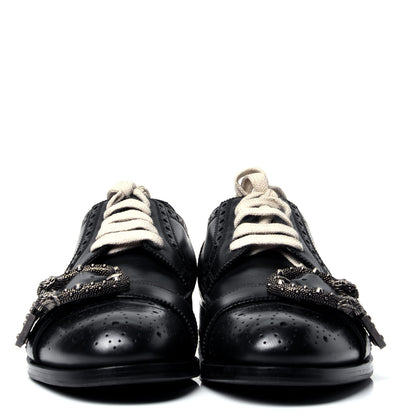 Gucci Calfskin Bee Embroidered Mens Queercore Brogue Derby Shoes 7.5 Black 2 of 6