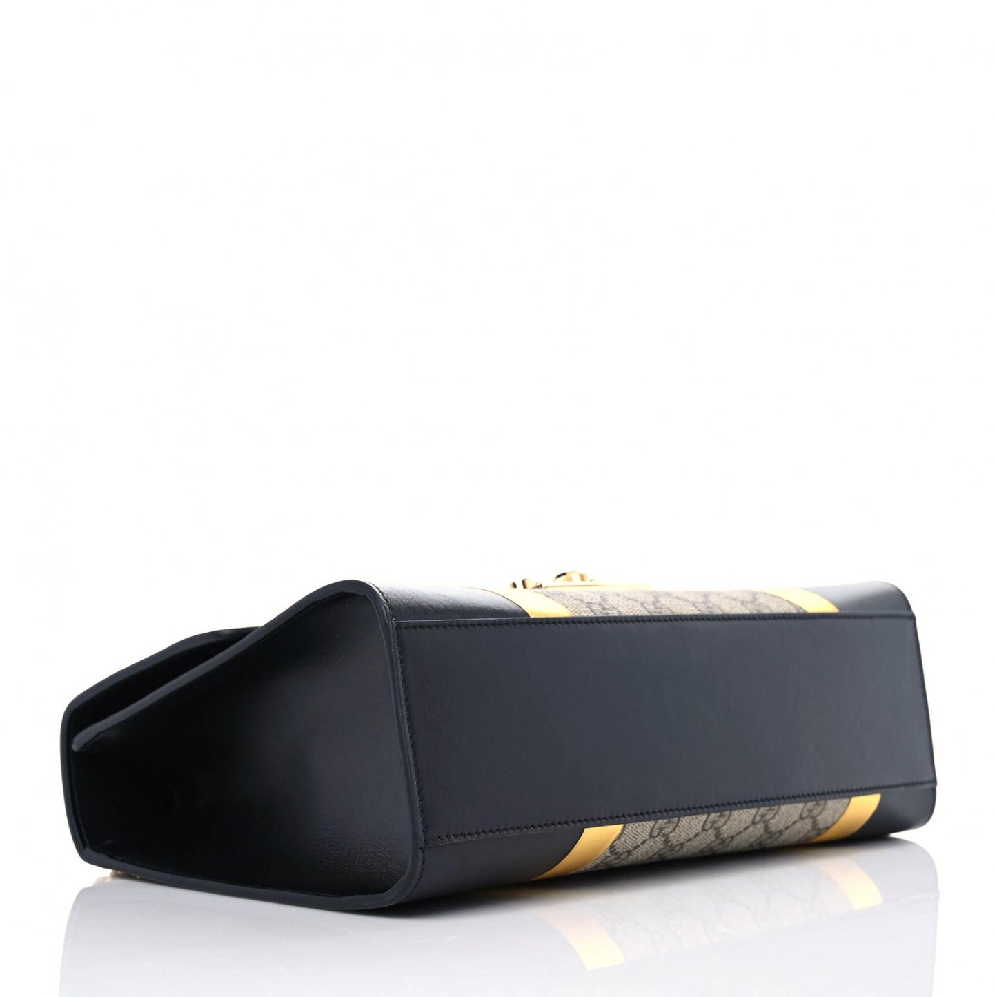 Calfskin GG Supreme Monogram Medium Padlock Shoulder Bag Black Gold