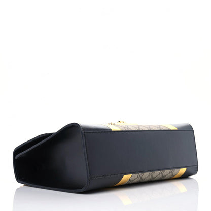 Gucci Calfskin GG Supreme Monogram Medium Padlock Shoulder Bag Black Gold 4 of 11
