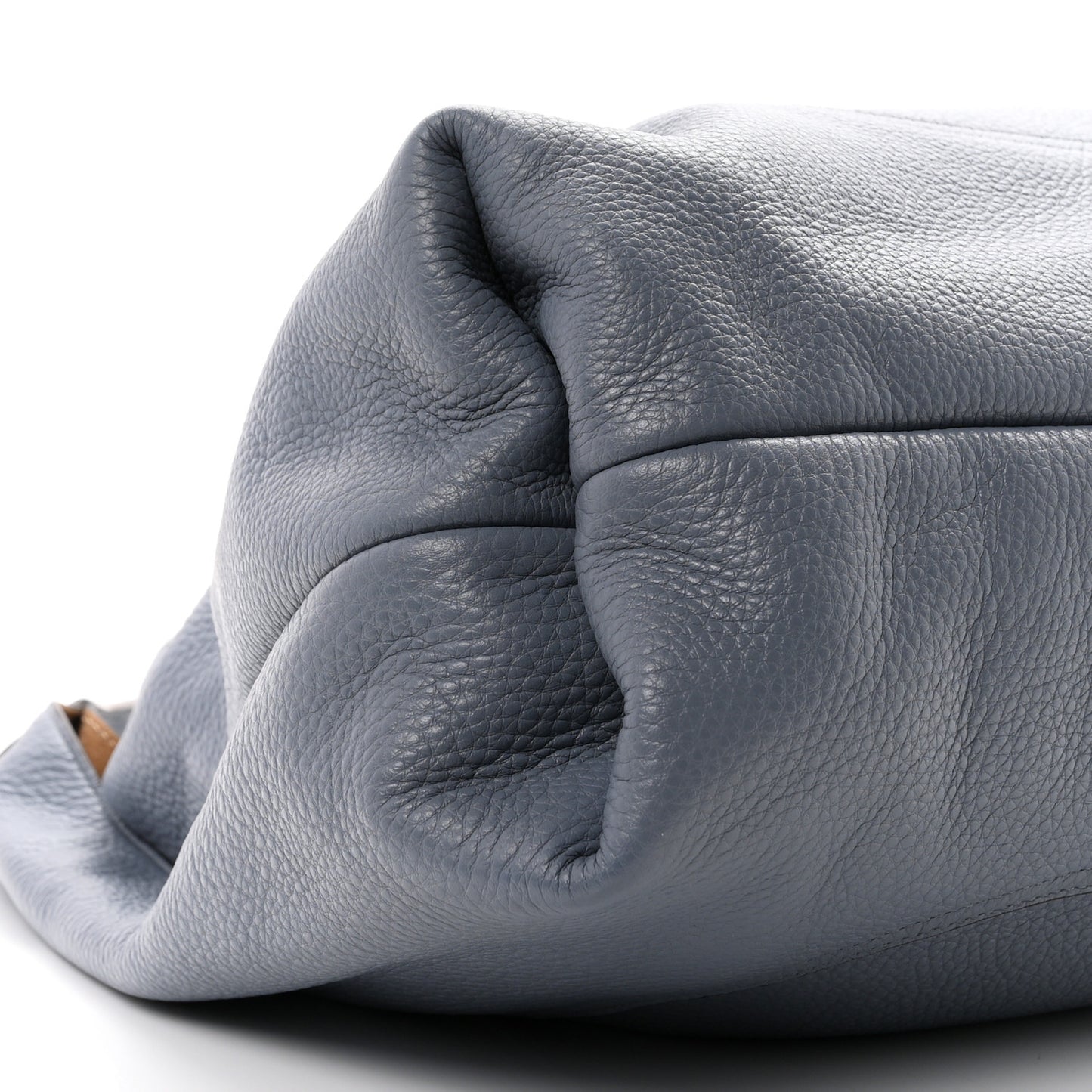 Grained Calfskin Softbit Maxi Shoulder Bag Dusty Blue