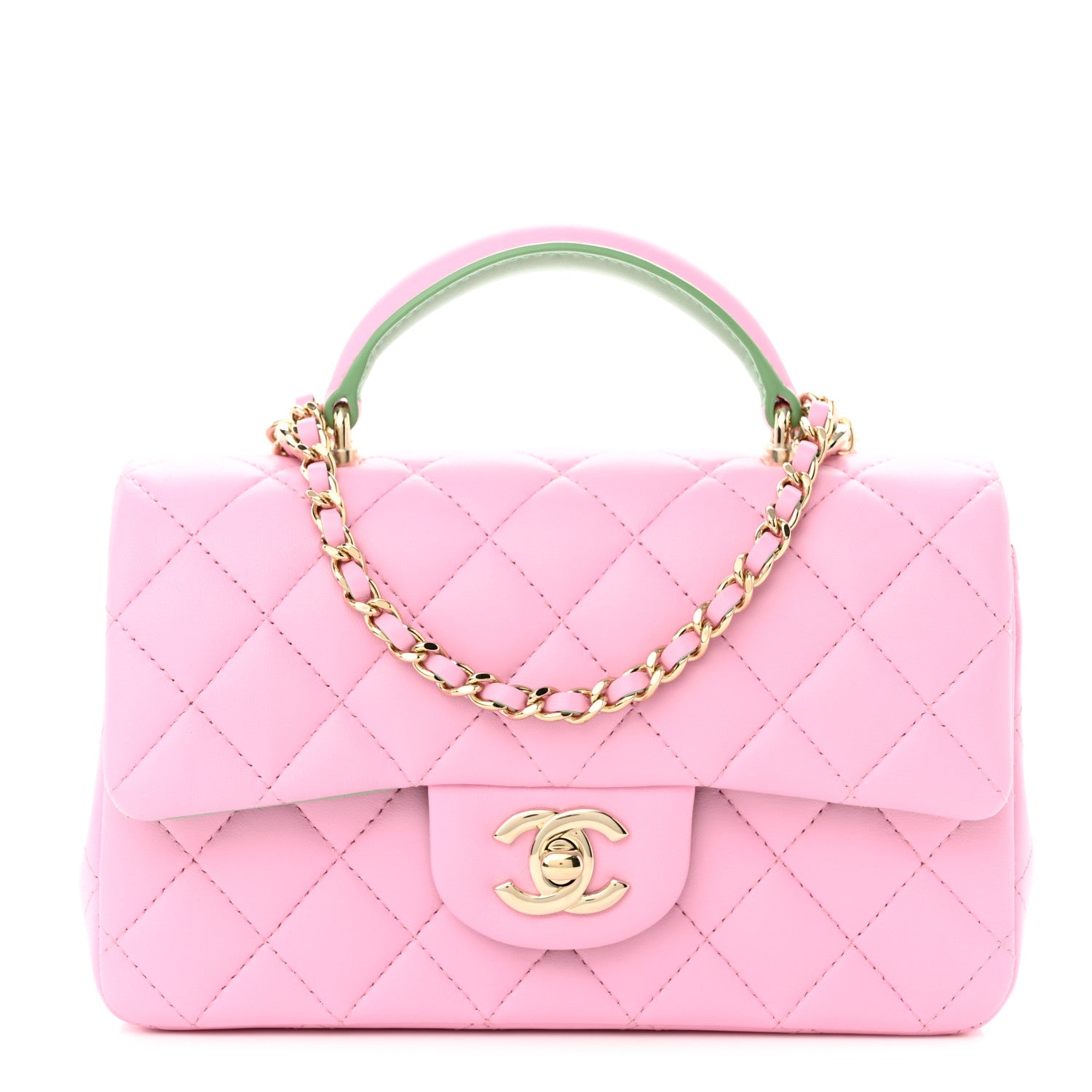 Chanel Lambskin Quilted Mini Top Handle Rectangular Flap Lilac Light Green 1 of 11