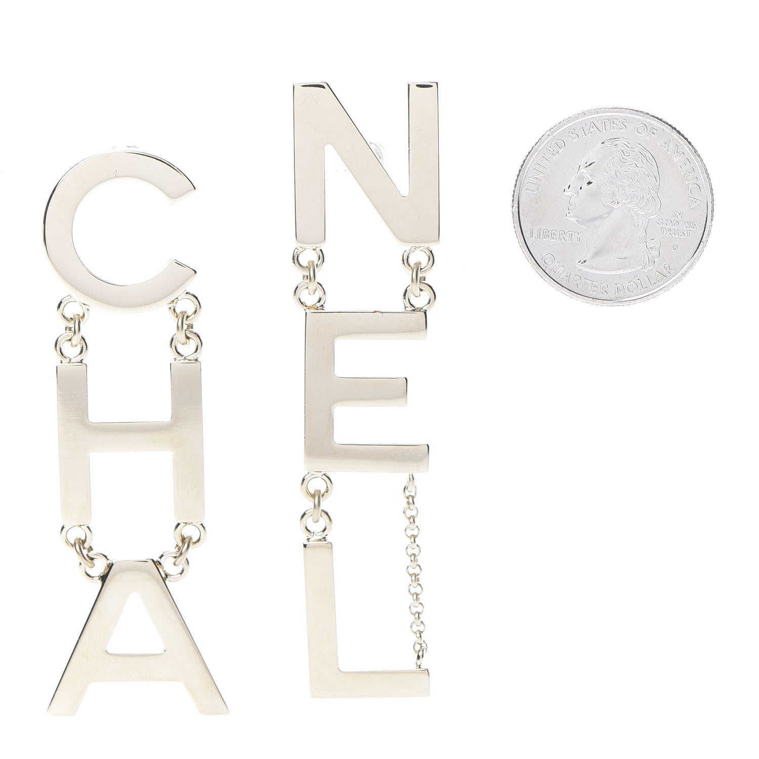 Chanel Metal Cha-Nel Logo Drop Earrings Gold 2 of 5