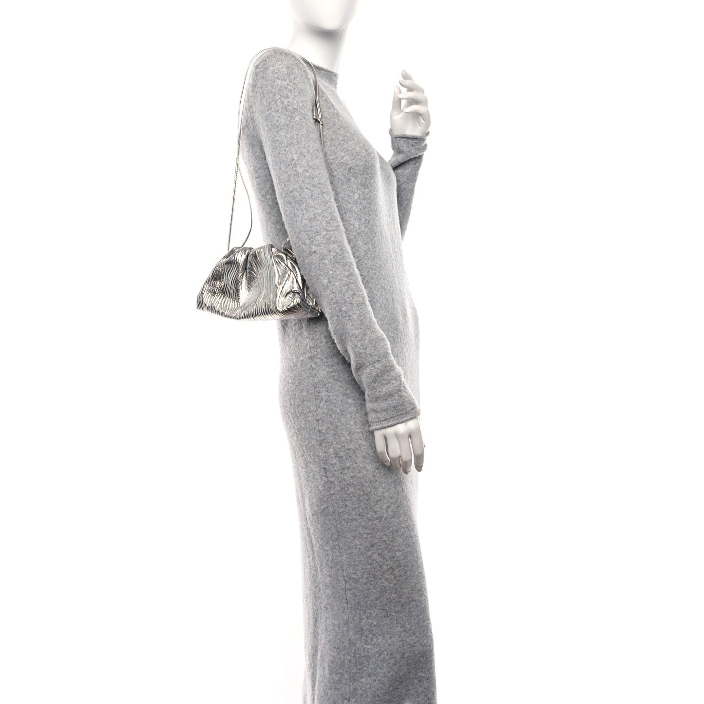 Metallic Bark Calfskin The Mini Pouch Silver