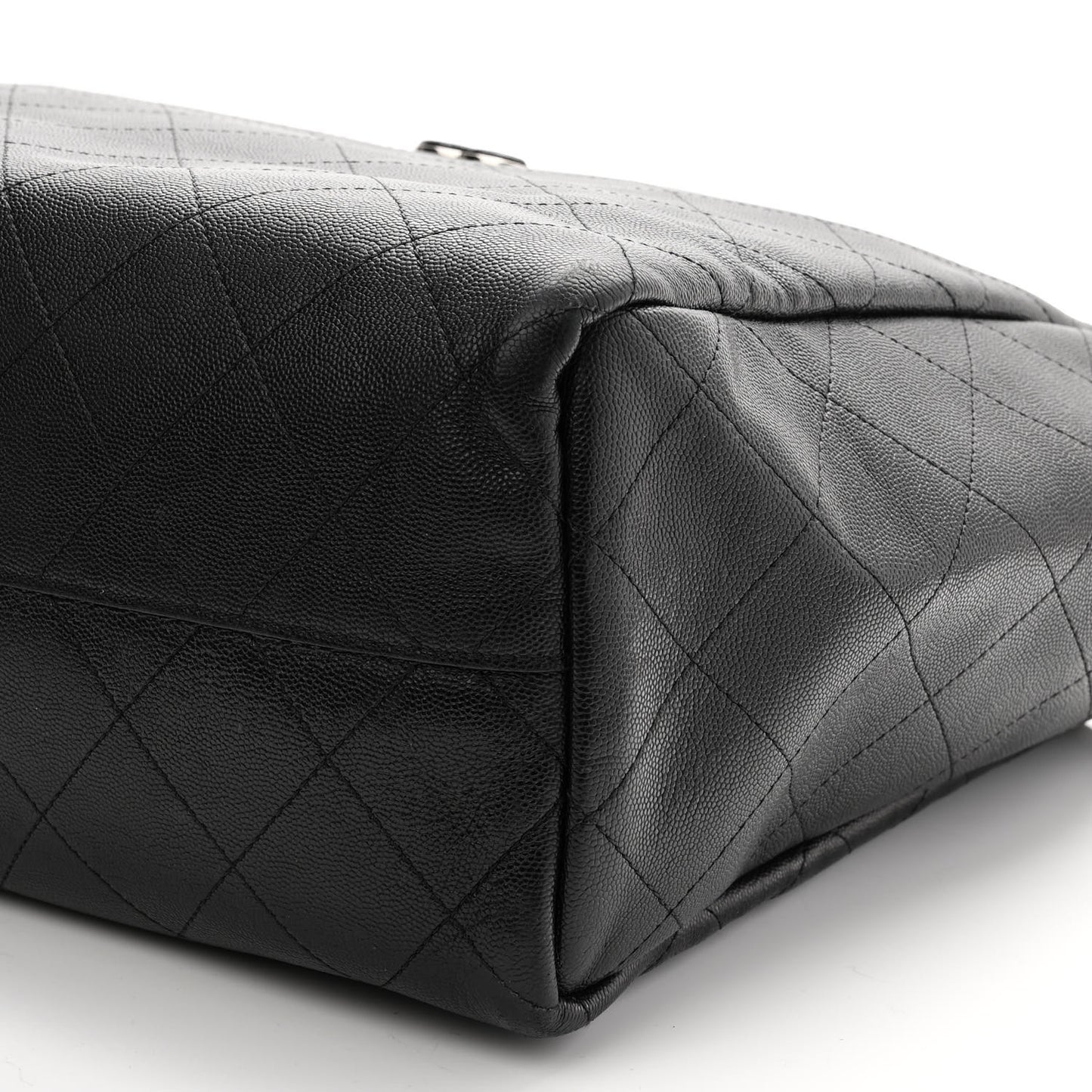 Caviar Stitched Large Shopping Tote Black