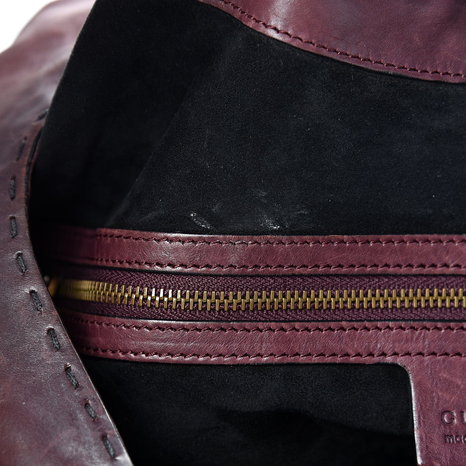 Gucci Calfskin Large Soft Stirrup Shoulder Bag Burgundy 12 of 17