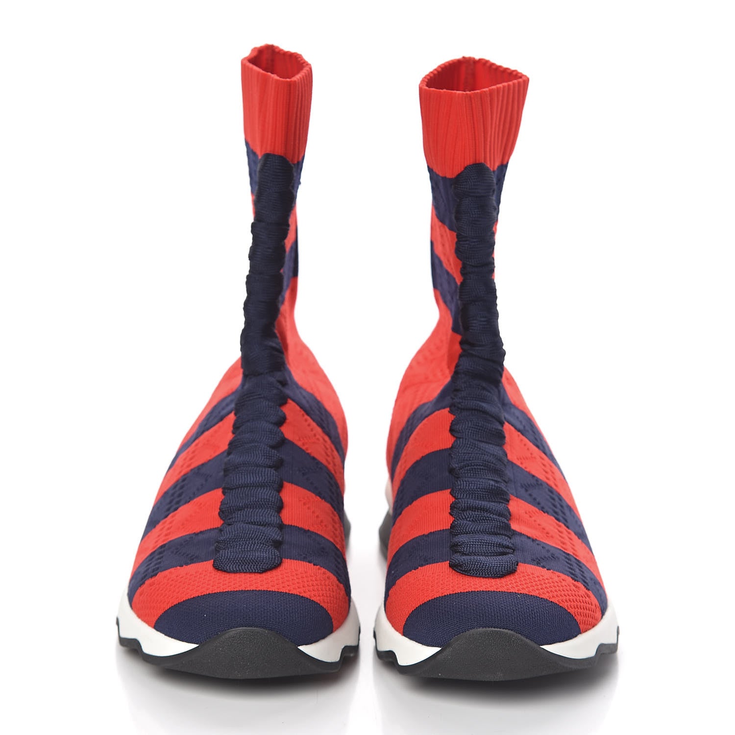 Fendi Stretch Knit Stripe Sock Sneakers 38 Red Blue 2 of 9