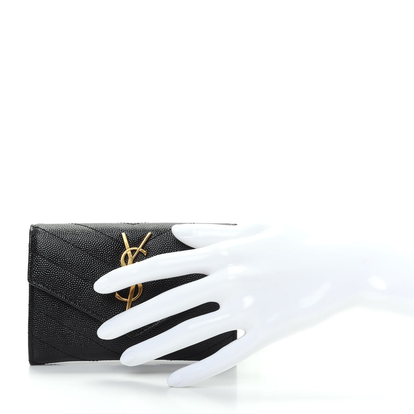 Grain De Poudre Matelasse Chevron Small Monogram Envelope Wallet Black
