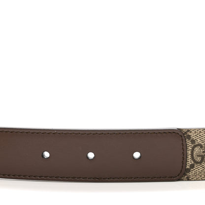 Gucci GG Supreme Monogram Matte Plutone Calfskin Double G 30mm Belt 95 38 Beige Ebony New Acero 5 of 6