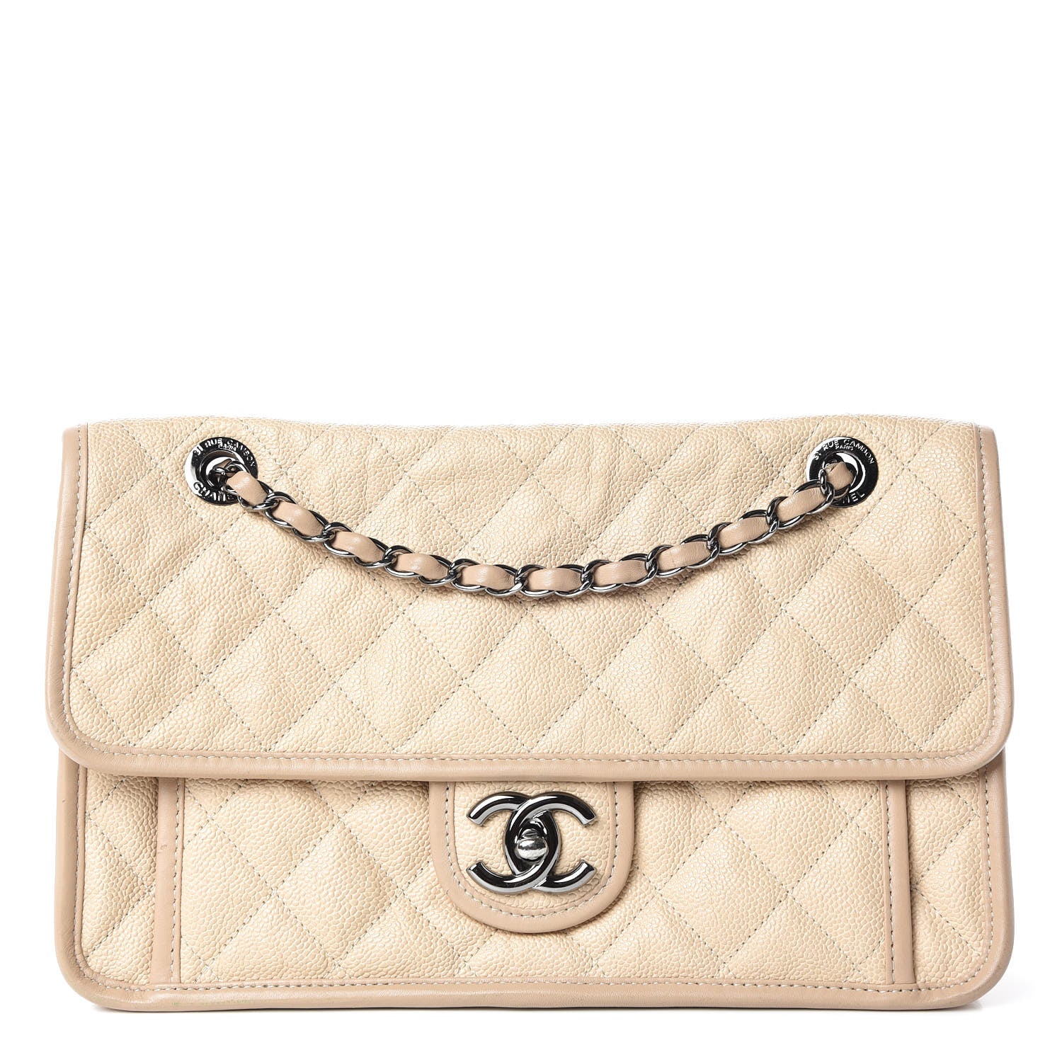 Chanel Caviar Quilted Medium French Riviera Flap Beige 1 of 10