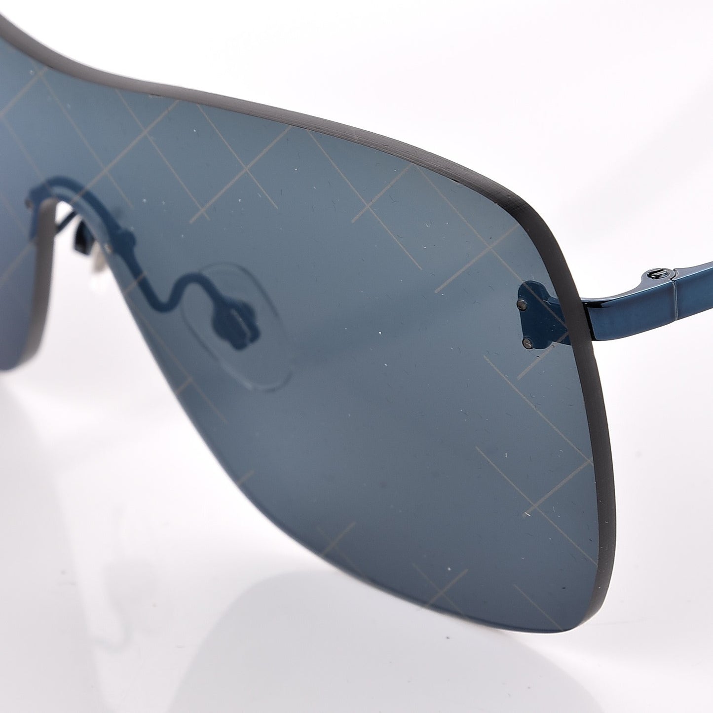 Shield Runway Sunglasses 4215 Silver Blue Mirror
