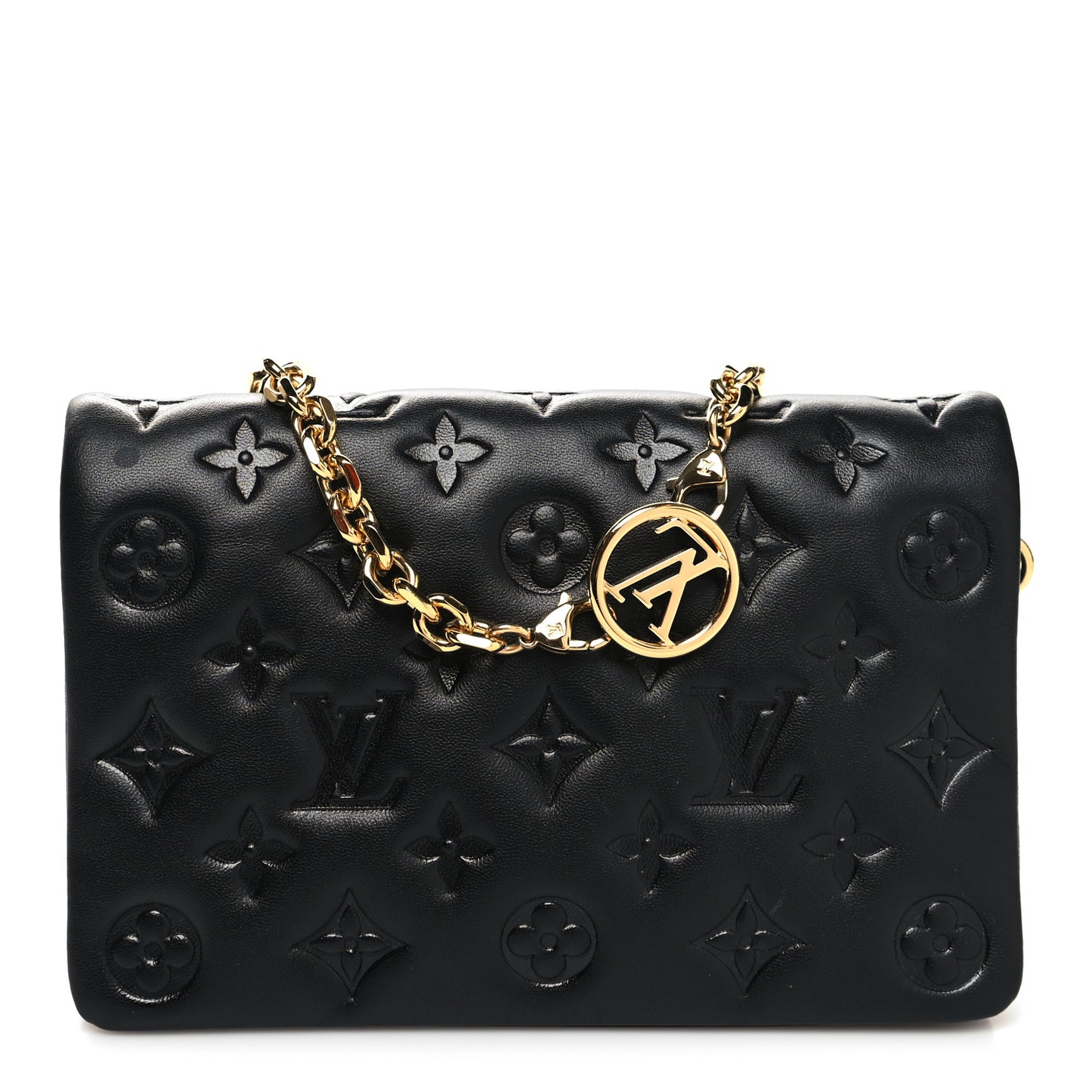 Lambskin Embossed Monogram Pochette Coussin Black
