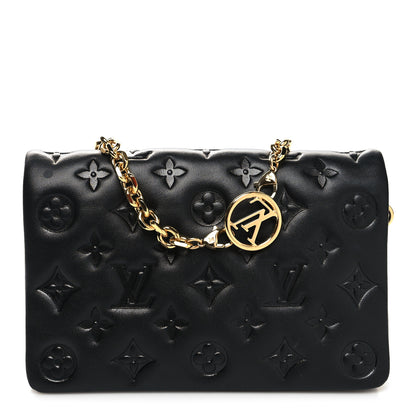 Louis Vuitton Lambskin Embossed Monogram Pochette Coussin Black 1 of 10