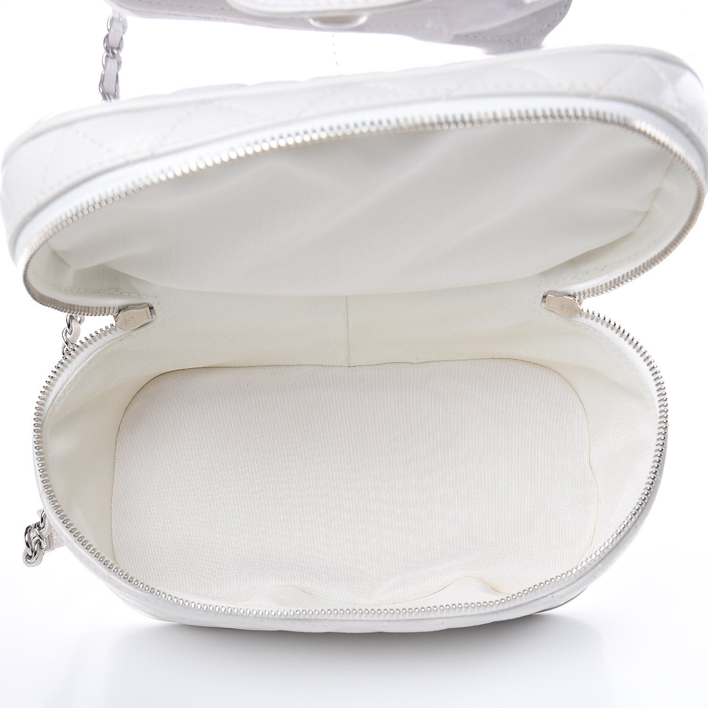 Crumpled Calfskin PVC Quilted Flap White