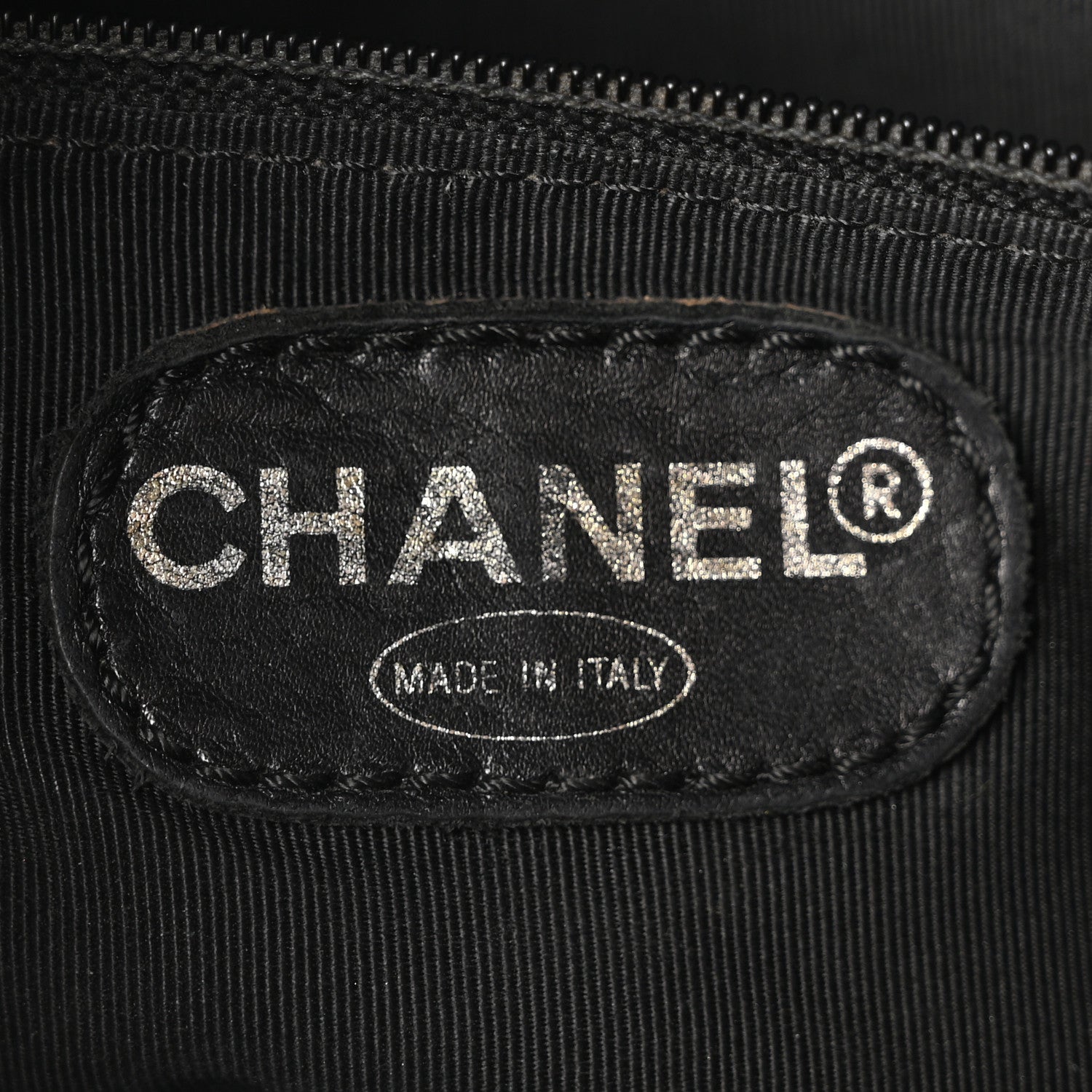 Chanel Caviar Embroidered Logo Shoulder Bag Black 6 of 10