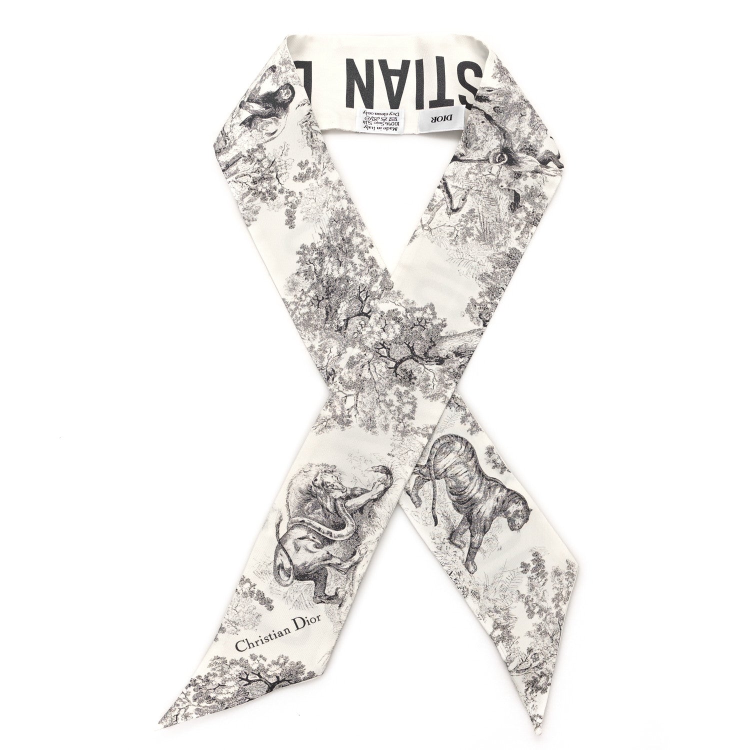 Christian Dior Silk Toile De Jouy Mitzah Scarf White 1 of 3