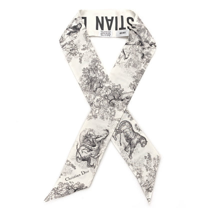 Christian Dior Silk Toile De Jouy Mitzah Scarf White 1 of 3