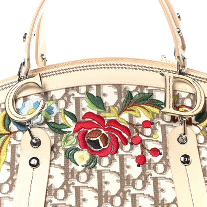 Christian Dior Monogram Vintage Flowers Frame Satchel Beige 9 of 13