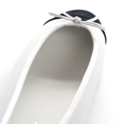 Chanel Lambskin Cap Toe CC Ballerina Flats 39 White Black 11 of 13