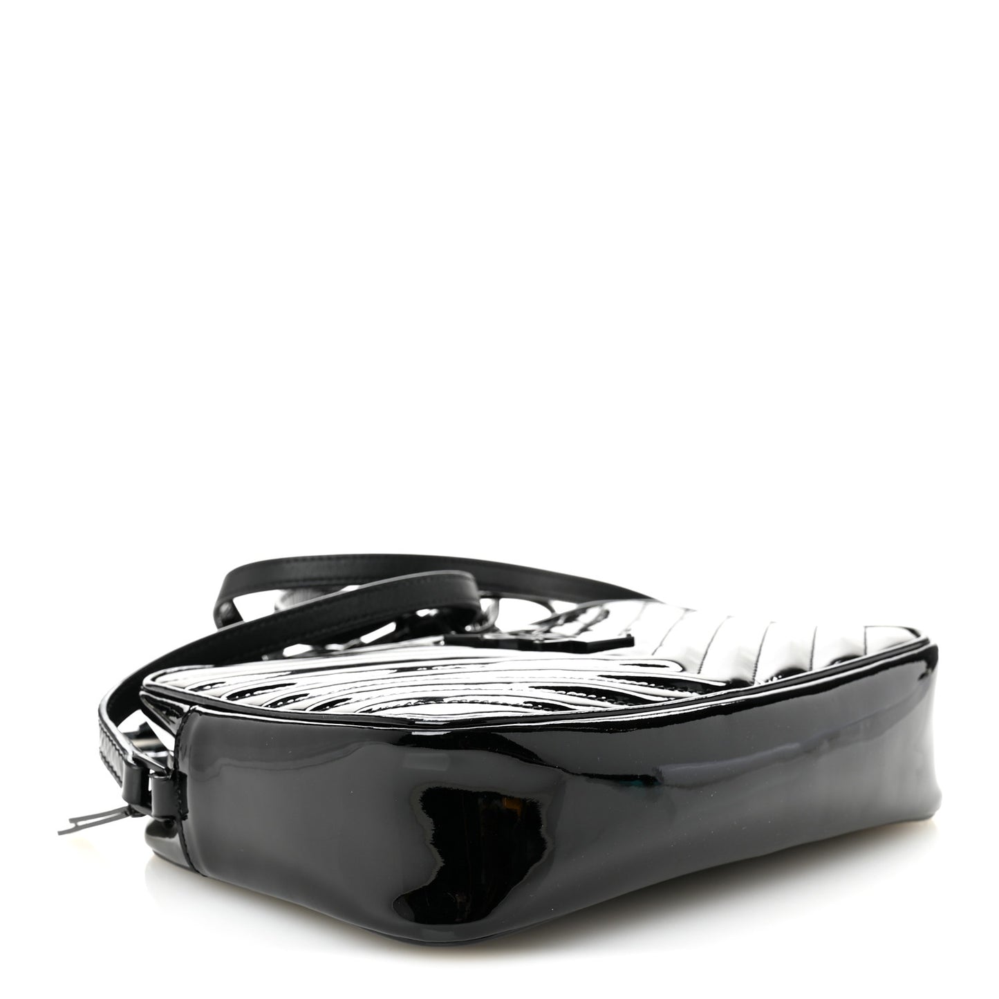Patent Calfskin Matelasse Monogram Lou Camera Bag Black