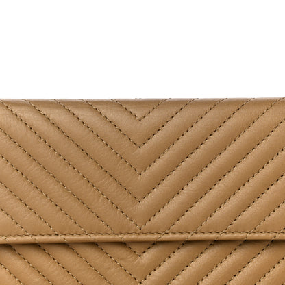 Chanel Aged Calfskin Chevron Quilted Flap Card Holder Beige 8 of 16