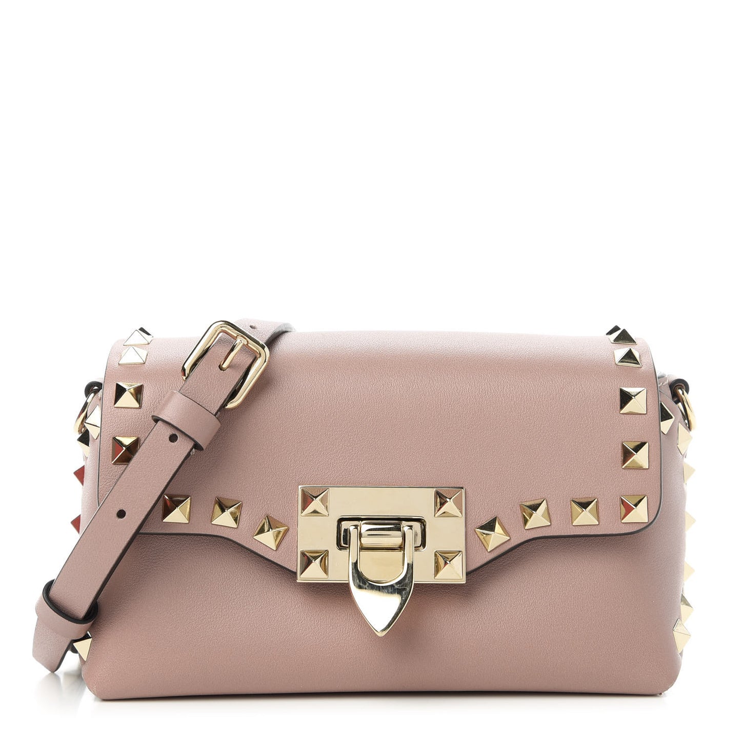 Calfskin Mini Rockstud Crossbody Bag Poudre