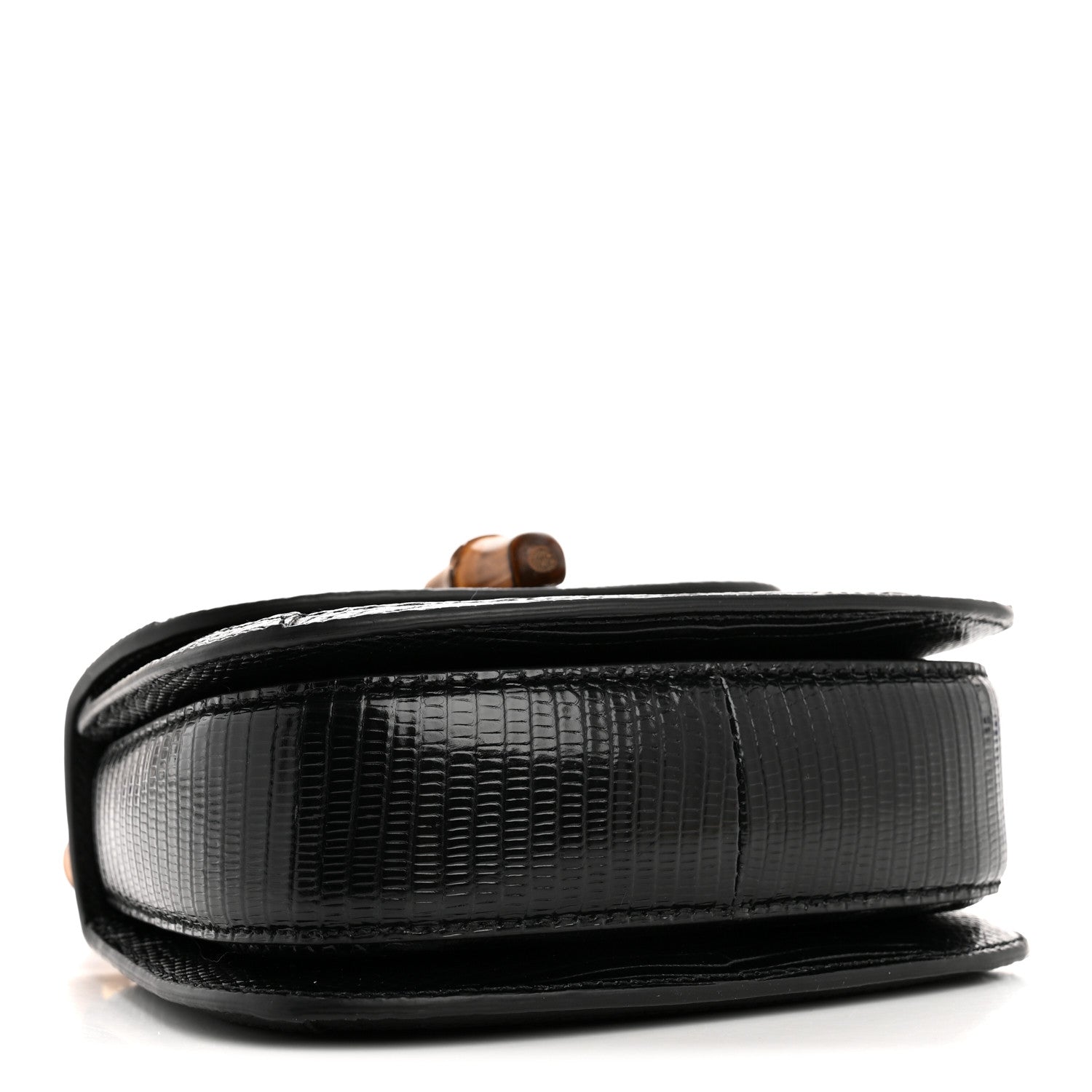 Gucci Sequin Lizard Embossed GG Mini Bamboo 1947 Top Handle Chain Bag Black White 4 of 11