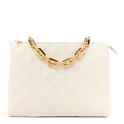 Louis Vuitton Lambskin Embossed Monogram Coussin PM Cream 1 of 12