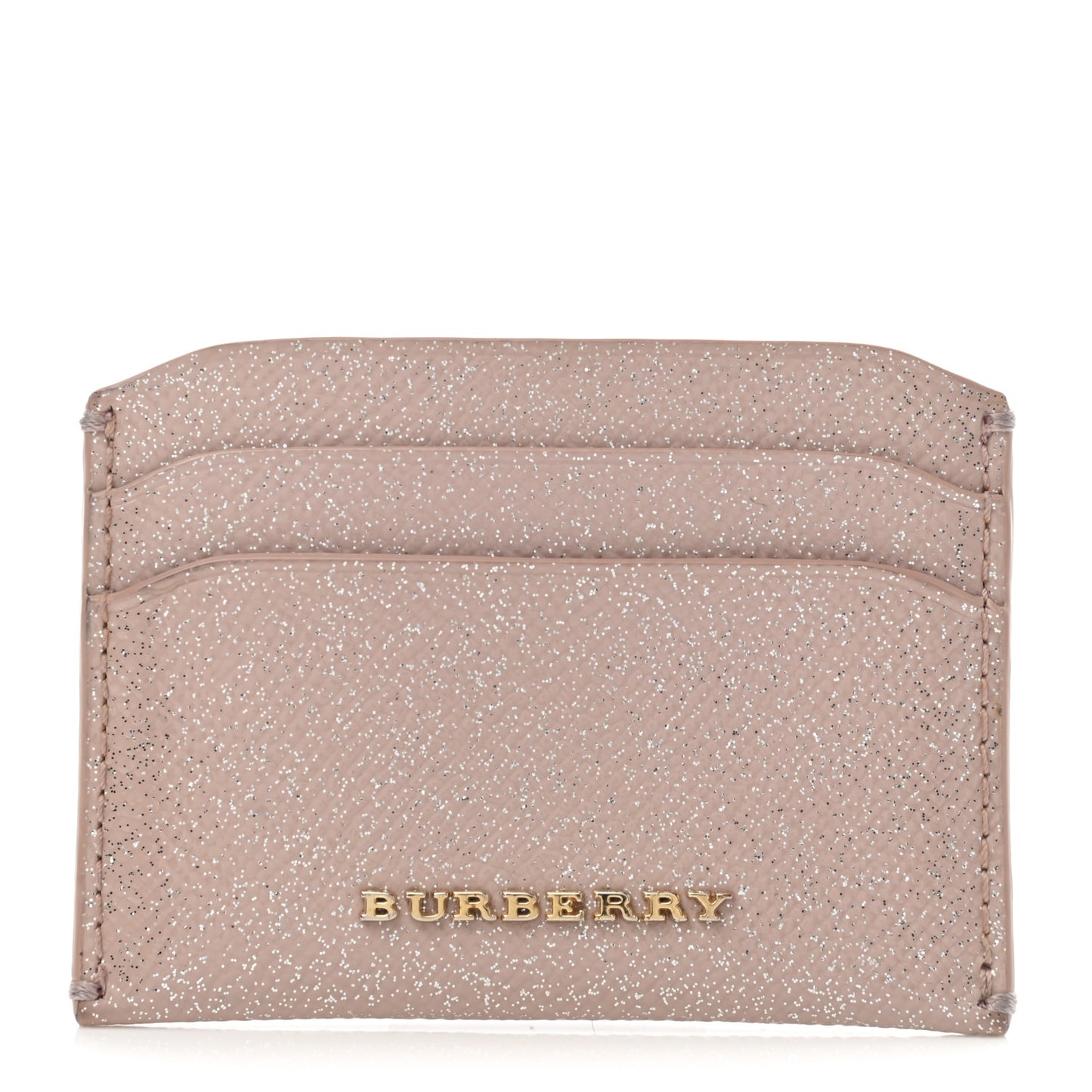 Grainy Calfskin Glitter Card Holder Pink