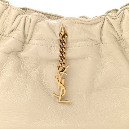 Saint Laurent Calfskin Pac Pac Ruched Hobo Winter White 8 of 11