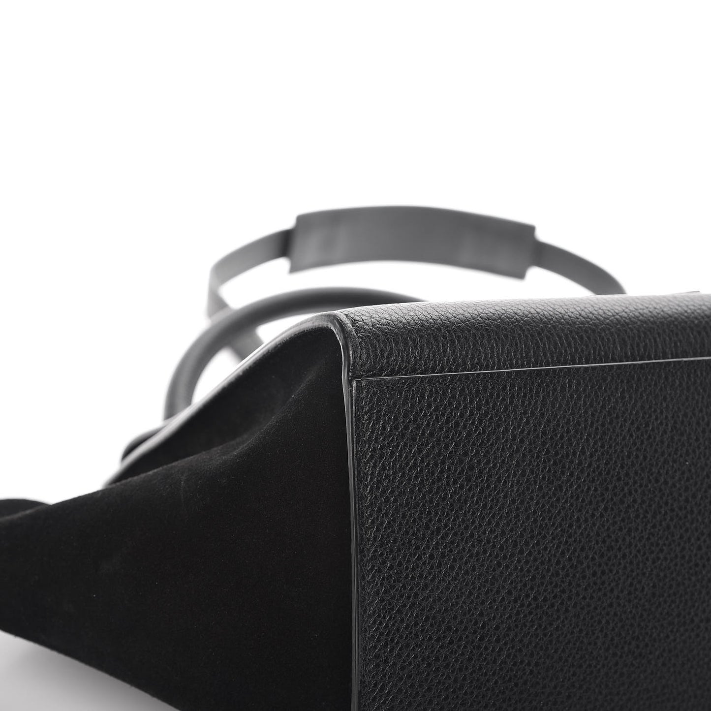 Drummed Calfskin Suede Small Trapeze Black