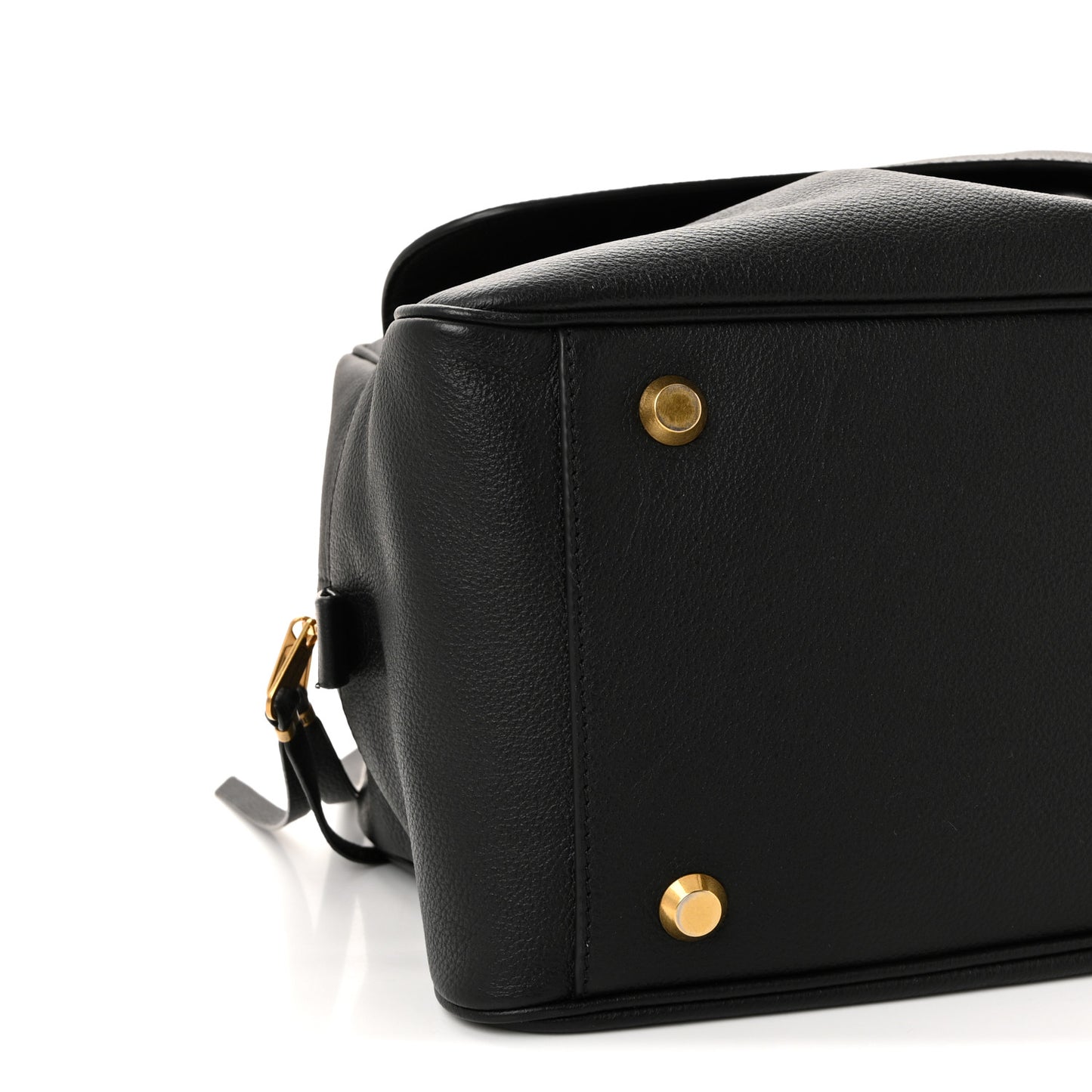 Grained Calfskin Medium Carrie Bowling Bag Black