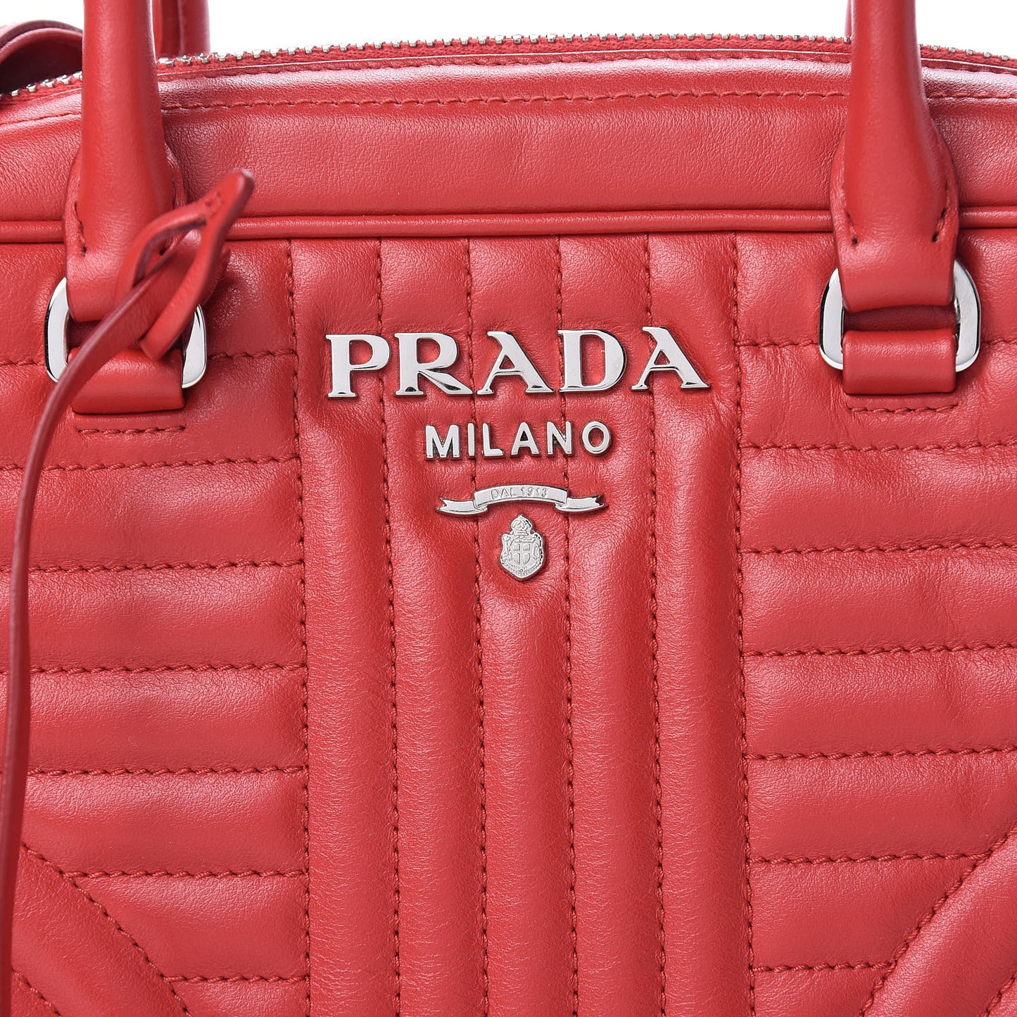Soft Calfskin Impunture Diagramme Top Handle Crossbody Bag Rosso