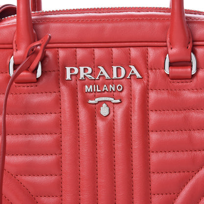 Prada Soft Calfskin Impunture Diagramme Top Handle Crossbody Bag Rosso 8 of 10