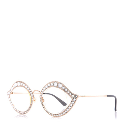 Gucci Metal Crystal Cat Eye Sunglasses GG0046S Gold 1 of 7