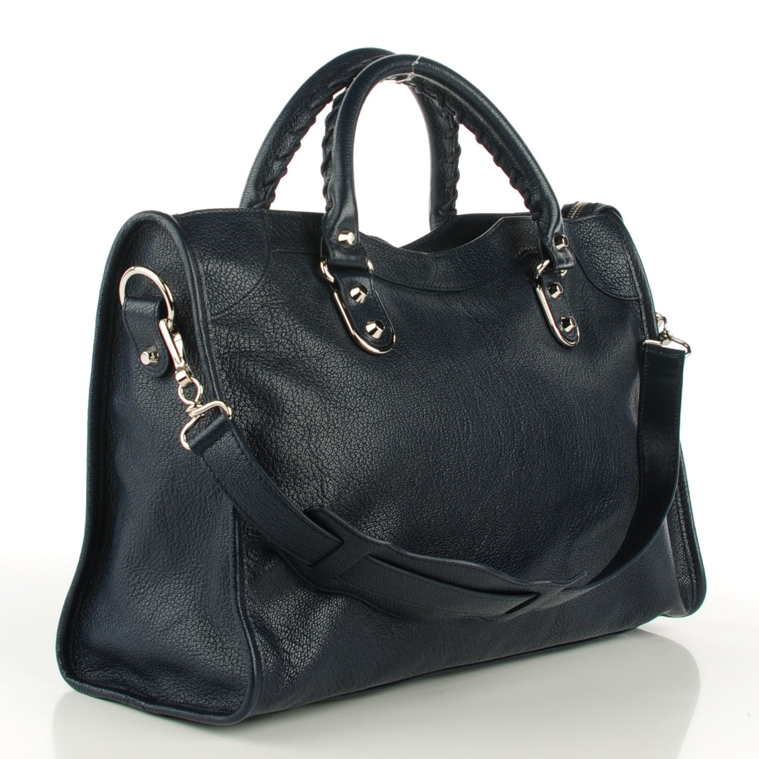 Balenciaga Chevre Silver Metallic Edge Hardware City Bleu Nuit Dark Sea 3 of 7