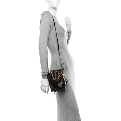 Fendi Vitello Liberty F is Fendi Bi-Color FF 1974 Embossed Mini Mon Tresor Bucket Bag Maya Black 2 of 11