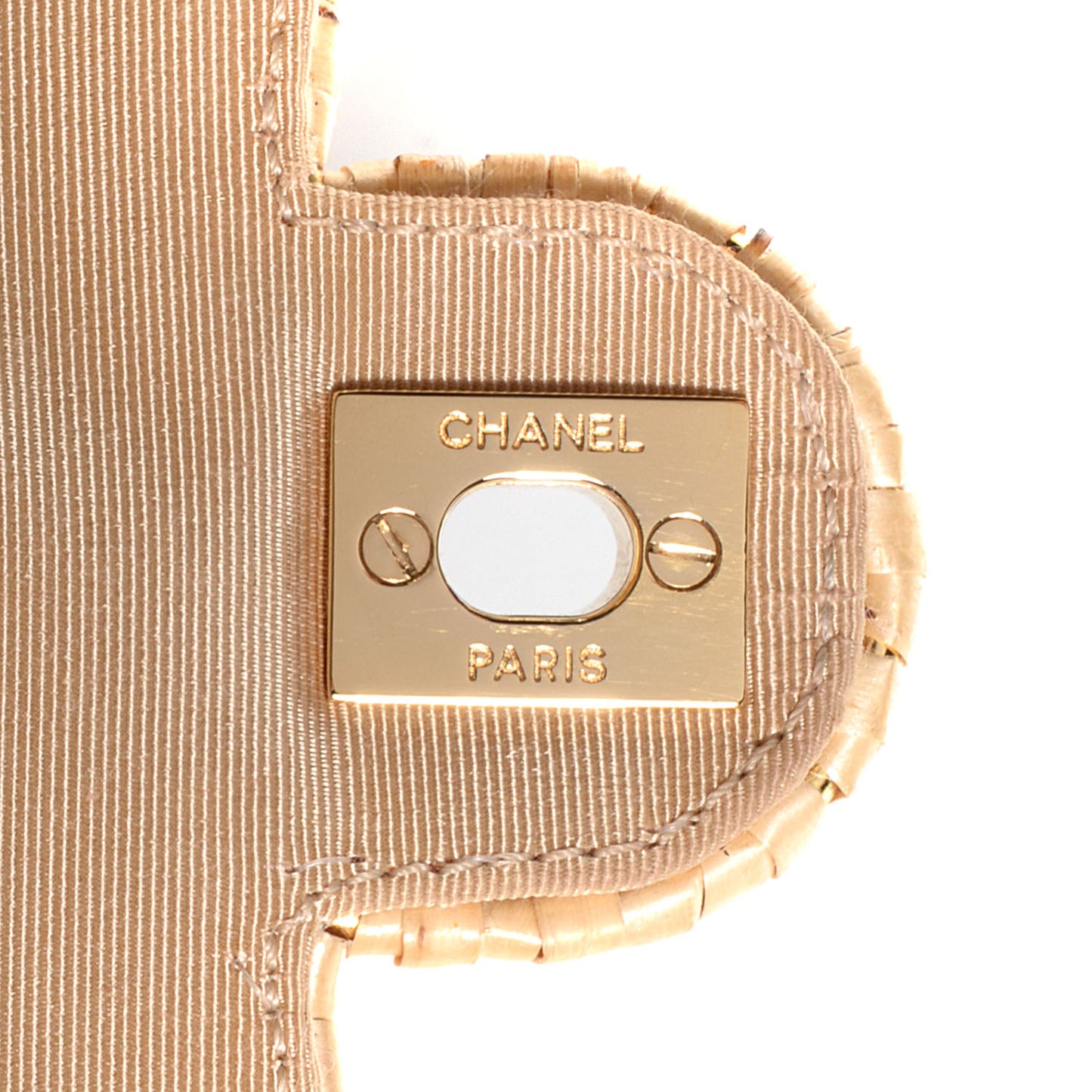 Woven Straw Mini Flap Beige